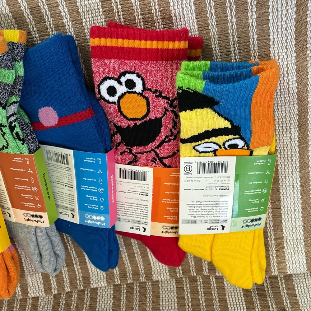 Bombas X Sesame Street Crew Socks - Multi Color Pack - Picture 2 of 5